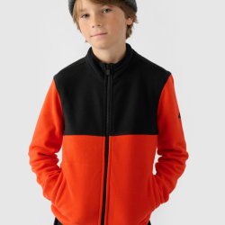 Chlapčenská regular flísová mikina so stojačikom - oranžová