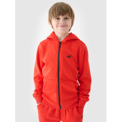 4F Chlapčenská mikina s kapucňou na zips - oranžová