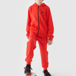 4F Chlapčenská mikina s kapucňou na zips - oranžová