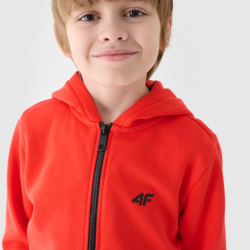 4F Chlapčenská mikina s kapucňou na zips - oranžová