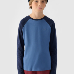 4F Chlapčenské tričko dlhý rukáv - námornícka modrá