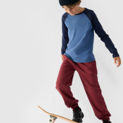 4F Chlapčenské tričko dlhý rukáv - námornícka modrá