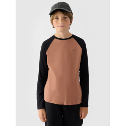 4F Chlapčenské tričko dlhý rukáv - hnedá 