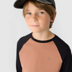 4F Chlapčenské tričko dlhý rukáv - hnedá 