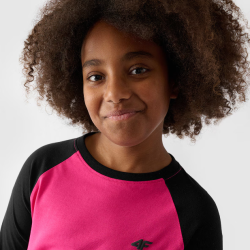 4F Dievčenské regular tričko s dlhým rukávom - fuksiové 4FJWAW24TLONF291