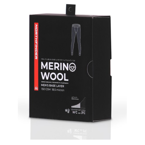 NORTHFINDER  GENERAL pánske merino legíny black