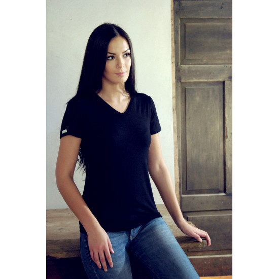 NIKA dámske bambusové tričko s krátkym rukávom black NIKA dámske bambusové tričko s krátkym rukávom black