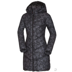 NORTHFINDER REBWA dámska bunda mestská rybí vzor zateplená dlhá  blackink