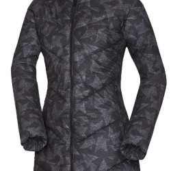 NORTHFINDER REBWA dámska bunda mestská rybí vzor zateplená dlhá  blackink