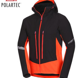 NORTHFINDER SOKOLEC 1 pánska skialpová hybridná bunda Polartec® blackorange