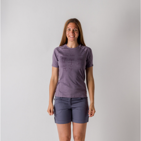Northfinder Dámske aktívne tričko s potlačou z recyklovaných vlákien MADELEINE purplemelange