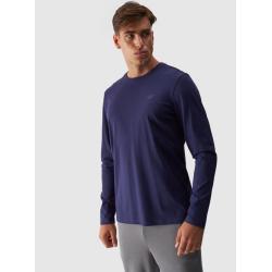 4F Pánske tričko s dlhým rukávom bez potlače - tmavomodré