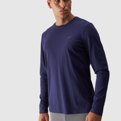 4F Pánske tričko s dlhým rukávom bez potlače - tmavomodré