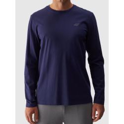 4F Pánske tričko s dlhým rukávom bez potlače - tmavomodré