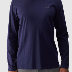 4F Pánske tričko s dlhým rukávom bez potlače - tmavomodré