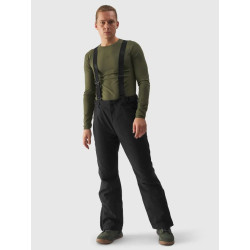 4F Pánske lyžiarske nohavice s trakmi a membránou 5 000 čierne