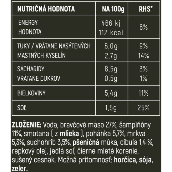 WILD PORK – Bravčový guláš s kašou a hubami