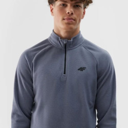 4F flísova mikina bez kapucne denim 4FWAW24UFLEM044