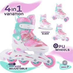 FunActive Trilo 4in1 detské nastaviteľné kolieskové korčule 